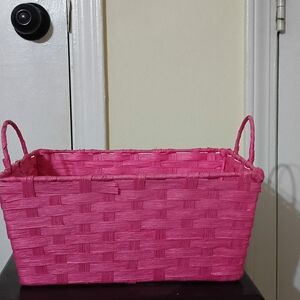 Pink Woven Storage Basket